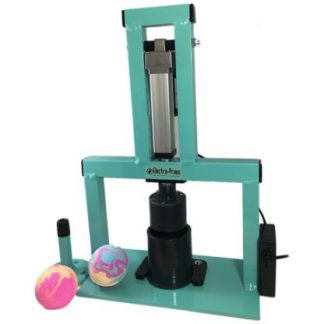 Electra Press bath bomb machine in tiffany blue with mold and bath bombs
