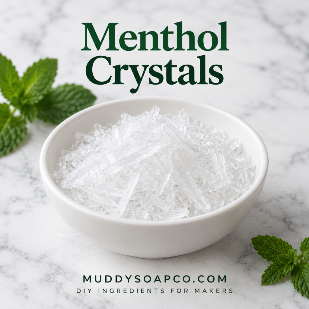 Menthol Crystals for cosmetic and bath formulations from Muddy Soap Co.