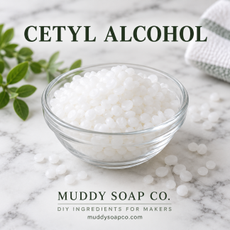 Cetyl Alcohol white waxy beads from Muddy Soap Co.