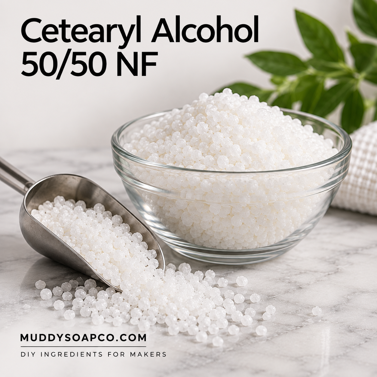 Cetearyl Alcohol 50/50 NF waxy beads from Muddy Soap Co.