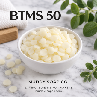 BTMS 50 conditioning emulsifier pastilles from Muddy Soap Co.