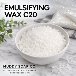 Emulsifying Wax C20 flakes and pastilles from Muddy Soap Co.